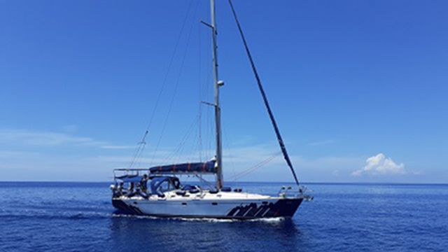Albatross yacht at anchor